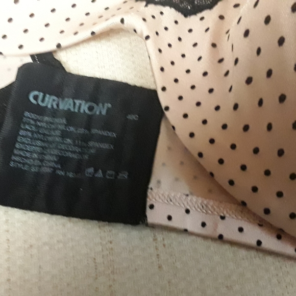 Pink Polka Dot Black Lace Bra Curvation 40C - Picture 3 of 6